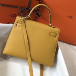 Qualità Specchio Replica Borsa 1:1 Sellier Hermes Kelly 28 cm Giallo Epsom Riproduzione Fedele Borsa Replica 1:1 Sellier Hermes Kelly 28 cm Giallo Epsom imitazioni