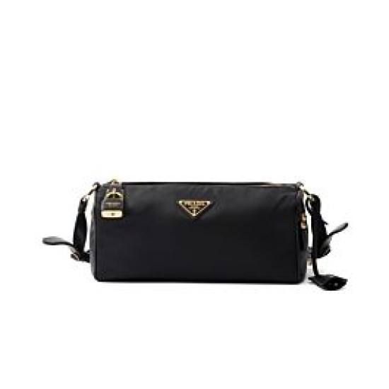 Imitazione Borse Replica a tracolla media Prada in Re-Nylon Con lucchetto 1BC233 Nero