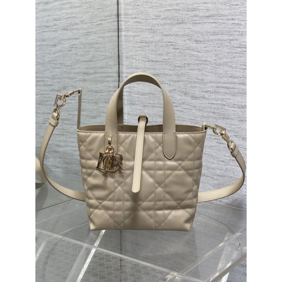 Imitazione Borsa tote verticale Dior piccola/media Dior Toujours albicocca