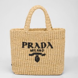 Imitazione Prada Small Crochet Tote Bag Raffia-effect Yarn Beige