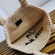 Imitazione Prada Small Crochet Tote Bag Raffia-effect Yarn Beige