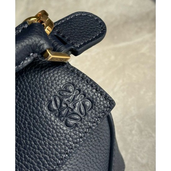 Qualità Specchio Replica Borsa Loewe Puzzle Mini Pelle di vitello granulata blu navy Riproduzione Fedele Borsa Loewe Puzzle Mini Pelle di vitello granulata blu navy imitazioni
