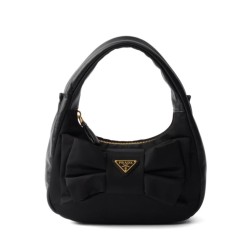 Mini-bag in nylon/nappa Prada Re-Nylon con fiocco 1BC241 Nero
