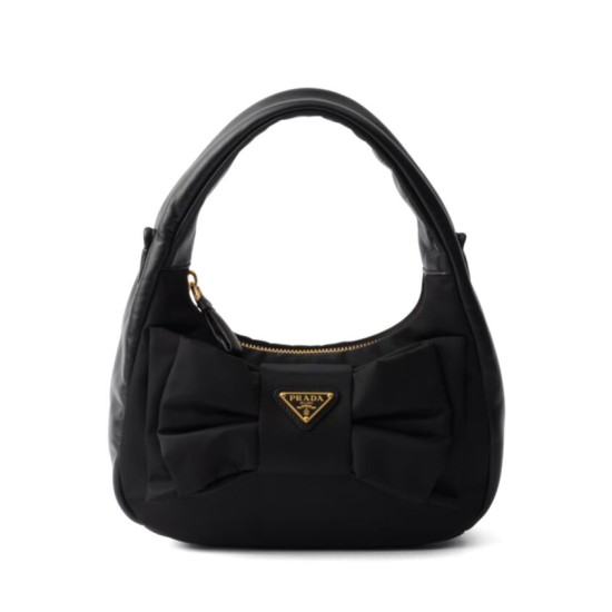 Mini-bag in nylon/nappa Prada Re-Nylon con fiocco 1BC241 Nero