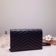 Portafoglio a catena Envelope YSL Saint Laurent WOC Tutto nero