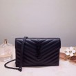 Portafoglio a catena Envelope YSL Saint Laurent WOC Tutto nero