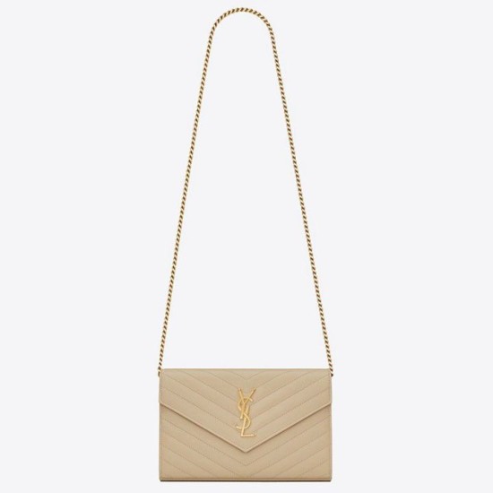 Portafoglio YSL Saint Laurent WOC Monogram Chain Poudre