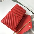 Portafoglio YSL Saint Laurent WOC Monogram Chain Rosso