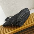 Prada Large Crochet Tote Bag Raffia-effect Yarn Nero