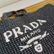 Prada Large Crochet Tote Bag Raffia-effect Yarn Nero