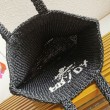Prada Large Crochet Tote Bag Raffia-effect Yarn Nero