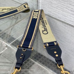 Qualità Specchio Replica falso Dior Tracolla con Ricamo Anello Tela Blu Riproduzione Fedele falso Dior Tracolla con Ricamo Anello Tela Blu imitazioni