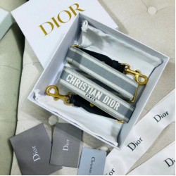 Qualità Specchio Replica falso Dior Tracolla Regolabile con Ricamo Grigio Riproduzione Fedele falso Dior Tracolla Regolabile con Ricamo Grigio imitazioni