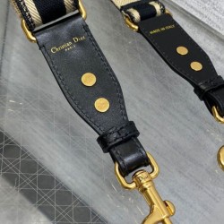 Qualità Specchio Replica falso Dior Tracolla Regolabile con Ricamo Anello Nero Riproduzione Fedele falso Dior Tracolla Regolabile con Ricamo Anello Nero imitazioni