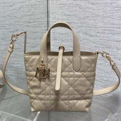 Riproduzione Fedele Imitazione Borsa tote verticale Dior piccola/media Dior Toujours albicocca imitazioni