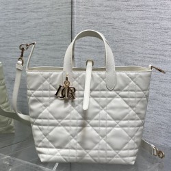 Riproduzione Fedele Imitazione Borsa tote verticale Dior piccola/media Dior Toujours bianca imitazioni
