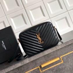 Qualità Specchio Replica YSL saint Laurent Lou camera bag nera in vitello trapuntato Riproduzione Fedele YSL saint Laurent Lou camera bag nera in vitello trapuntato imitazioni
