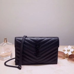 Riproduzione Fedele Portafoglio a catena Envelope YSL Saint Laurent WOC Tutto nero imitazioni