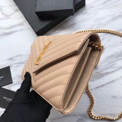 Riproduzione Fedele Portafoglio YSL Saint Laurent WOC Monogram Chain Poudre imitazioni