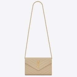 Riproduzione Fedele Portafoglio YSL Saint Laurent WOC Monogram Chain Poudre imitazioni