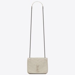 Riproduzione Fedele Qualità da grande replica Portafoglio a catena Niki YSL Saint Laurent WOC Bianco Crinkled imitazioni