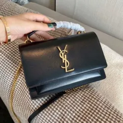 Riproduzione Fedele Portafoglio a catena Sunset YSL Saint Laurent WOC Nero imitazioni