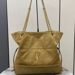 Qualità Specchio Replica Dettagli perfetti Borse shopping YSL Saint Laurent Jamie 4.3 Pochon grande foglia oro camoscio marrone Riproduzione Fedele Dettagli perfetti Borse Replica shopping YSL Saint Laurent Jamie 4.3 Pochon grande foglia oro camoscio marrone imitazioni