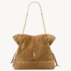 Riproduzione Fedele Dettagli perfetti Borse Replica shopping YSL Saint Laurent Jamie 4.3 Pochon grande foglia oro camoscio marrone imitazioni
