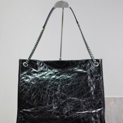 Riproduzione Fedele Dettagli perfetti Borse Firmate Replica shopping grande vintage stropicciata YSL Saint Laurent Niki Nero imitazioni