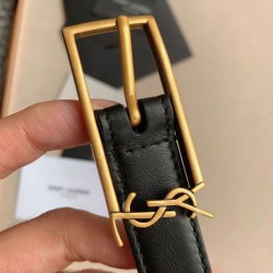 Riproduzione Fedele Qualità superiore replica Nuova fibbia Cassandre YSL Saint Laurent Cintura 20MM Nero imitazioni