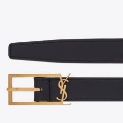 Riproduzione Fedele Qualità superiore replica Nuova fibbia Cassandre YSL Saint Laurent Cintura 20MM Nero imitazioni