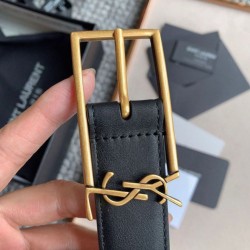 Riproduzione Fedele Dettagli perfetti Cintura YSL Saint Laurent New Cassandre Buckle 30MM Nero imitazioni
