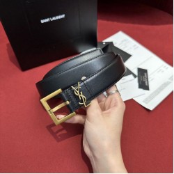 Qualità Specchio Replica Qualità superiore replica Cintura YSL Saint Laurent Cassandre Square Buckle 20MM Nero Riproduzione Fedele Qualità superiore replica Cintura YSL Saint Laurent Cassandre Square Buckle 20MM Nero imitazioni