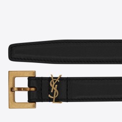 Riproduzione Fedele Qualità superiore replica Cintura YSL Saint Laurent Cassandre Square Buckle 20MM Nero imitazioni