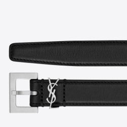 Riproduzione Fedele Cintura YSL Saint Laurent Cassandre Square Buckle 20MM Nero imitazioni