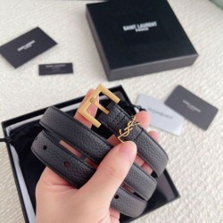 Riproduzione Fedele Cintura YSL Saint Laurent Cassandre Square Buckle 20MM Nero imitazioni