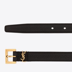 Riproduzione Fedele Cintura YSL Saint Laurent Cassandre Square Buckle 20MM Nero imitazioni