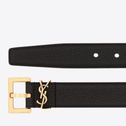 Riproduzione Fedele Qualità superiore replica Cintura YSL Saint Laurent Cassandre Square Buckle 20MM Nero imitazioni