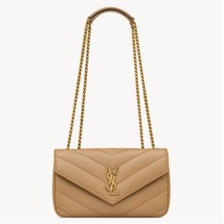 Riproduzione Fedele YSL Saint Laurent LouLou Small Bag Matelasse Beige imitazioni