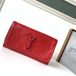 Qualità Specchio Replica di alta qualità Portafoglio grande YSL Saint Laurent Niki Crinkled Vintage Rosso Riproduzione Fedele di alta qualità Portafoglio grande YSL Saint Laurent Niki Crinkled Vintage Rosso imitazioni