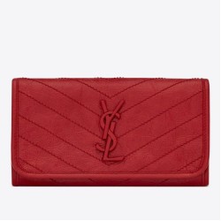 Riproduzione Fedele di alta qualit&agrave; Portafoglio grande YSL Saint Laurent Niki Crinkled Vintage Rosso imitazioni