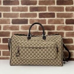 Riproduzione Fedele Borsa da viaggio Gucci media in tela GG Replica Gucci da uomo 802095 marrone imitazioni