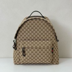 Riproduzione Fedele Zaino Gucci medio in tela GG Replica Gucci da uomo 824624 marrone imitazioni
