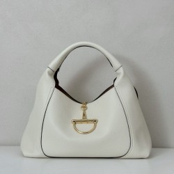 Riproduzione Fedele Borsa Gucci Softbit Media/Maxi con Manico a Mezzaluna 837466 Bianca Imitazioni imitazioni