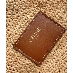 Borse Firmate Replica Celine Classic Panier Media replica Celine in rafia e vitello replica Celine 114342 Caffè