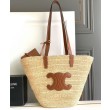 Borse Firmate Replica Celine Classic Panier Media replica Celine in rafia e vitello replica Celine 114342 Caffè