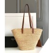 Borse Firmate Replica Celine Classic Panier Media replica Celine in rafia e vitello replica Celine 114342 Caffè