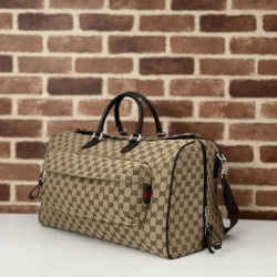 Borsa da viaggio Gucci media in tela GG Replica Gucci da uomo 802095 marrone