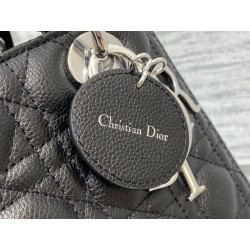 Qualità superiore replica Dior Lady Dior Media in Pelle di Vitello Granata Nera Imitazioni