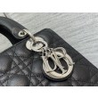 Qualità superiore replica Dior Lady Dior Media in Pelle di Vitello Granata Nera Imitazioni